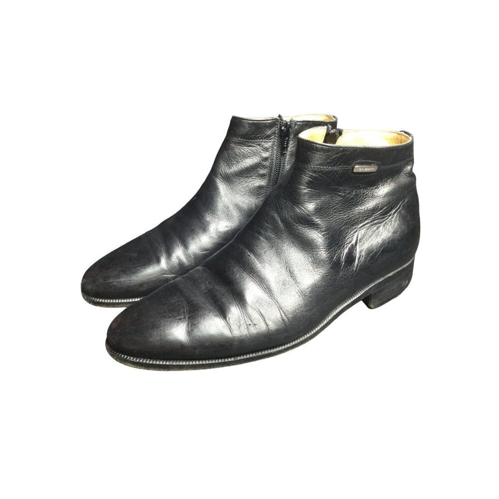 Moreschi Side Zip Leather Ankle Boots Made in Italy Men Size 8 Black
